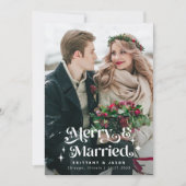 Merry & Married Photo Overlay Text Retro Feestdagenkaart (Voorkant)