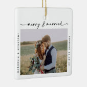 Merry & Married Photo Passen getrouwd Keepomwille Keramisch Ornament (Rechts)