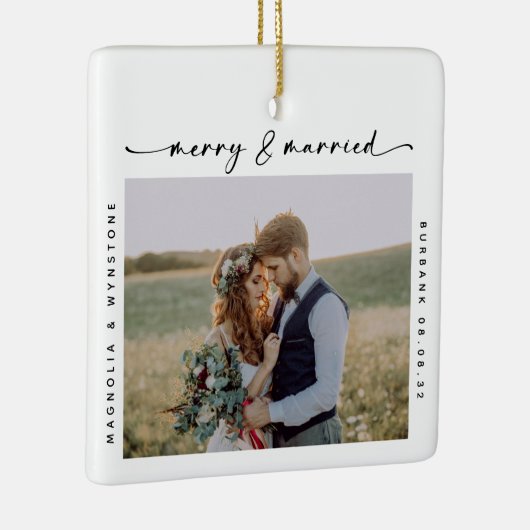 Merry & Married Photo Passen getrouwd Keepomwille Keramisch Ornament (Rechts)