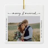 Merry & Married Photo Passen getrouwd Keepomwille Keramisch Ornament (Achterkant)
