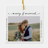 Merry & Married Photo Passen getrouwd Keepomwille Keramisch Ornament (Voorkant)
