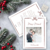 Merry & Married Red Hand-Drawn Bow Pas getrouwd Feestdagenkaart