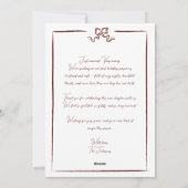 Merry & Married Red Hand-Drawn Bow Pas getrouwd Feestdagenkaart (Achterkant)