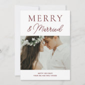 Merry Married Red Script Moderne Foto Kerstmis Feestdagenkaart (Voorkant)