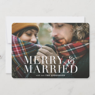 Merry & Married rode plaid fotokaart Feestdagenkaart