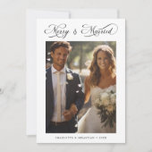 Merry & Married Romantic Script 2 Foto Feestdagenkaart (Voorkant)