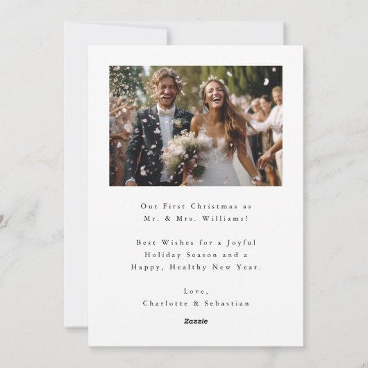 Merry & Married Romantic Script 2 Foto Feestdagenkaart (Achterkant)