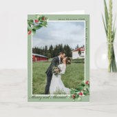 Merry & Married Sage 2 Foto Gevouwen Kerstmis Feestdagen Kaart (Voorkant)