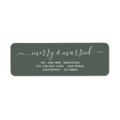 Merry Married Sage Green Christmas Retouradres Etiket (Voorkant)