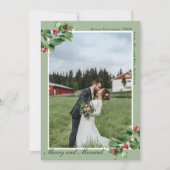 Merry & Married Sage Mistletoe 2 Photo Christmas Feestdagenkaart (Voorkant)