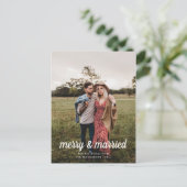 Merry & Married Script Eerste Kerstdag | Foto Briefkaart (Staand voorkant)