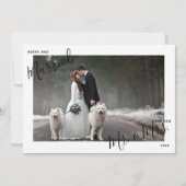 Merry & Married Script Mr. & Mrs Foto Kerstmis Feestdagenkaart (Voorkant)