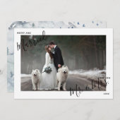 Merry & Married Script Mr. & Mrs Foto Kerstmis Feestdagenkaart (Voorkant / Achterkant)