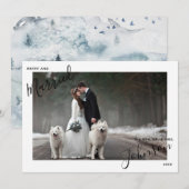 Merry & Married Script Naam Foto Mr. Mrs. Christma Feestdagenkaart (Voorkant / Achterkant)