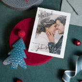 Merry & Married Script Name Photo Christmas Card Feestdagenkaart