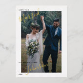 Merry & Married Script Trouwfoto Folie Vakantie Feestdagenkaart (Voorkant)