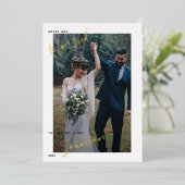 Merry & Married Script Trouwfoto Folie Vakantie Folie Feestdagenkaart (Staand Voorkant)