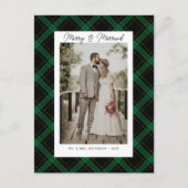Merry & Married Tartan Plaid Kerstfoto Feestdagenkaart (Voorkant)