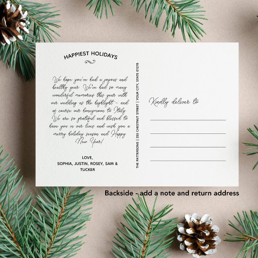 Merry & Married Tartan Plaid Kerstfoto Feestdagenkaart