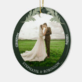 Merry Married Waterverf Foto Green Keramisch Ornament (Links)