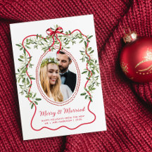 Merry Married Wavy Lijst Passen getrouwd Kerstfoto