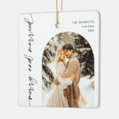 Merry & Married Wedding Foto Pas getrouwd Keramisch Ornament (Links)