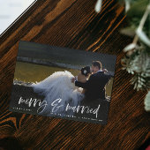 Merry Married White Script Photo Holiday Briefkaar Briefkaart