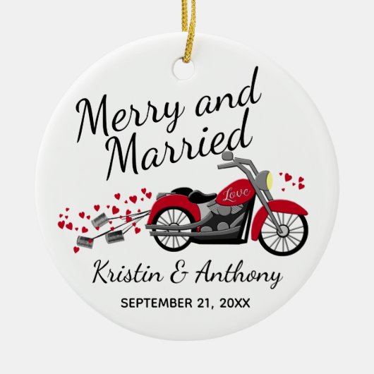 Merry & Marriott Wedding Newlywed Keramisch Ornament (Voorkant)