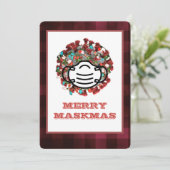 Merry Maskmas COVID Decorated Pathogen Mask Xmas Feestdagenkaart (Staand voorkant)
