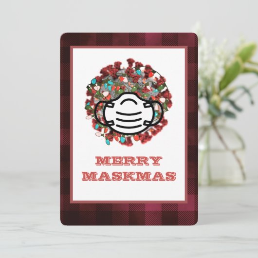 Merry Maskmas COVID Decorated Pathogen Mask Xmas Feestdagenkaart (Staand voorkant)