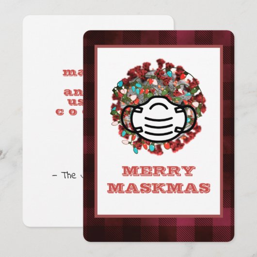 Merry Maskmas COVID Decorated Pathogen Mask Xmas Feestdagenkaart (Voorkant / Achterkant)