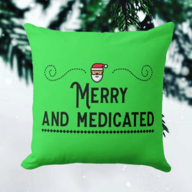 Merry & Medicated Holiday Throw Pillow Kussen (Creator heeft geüpload)