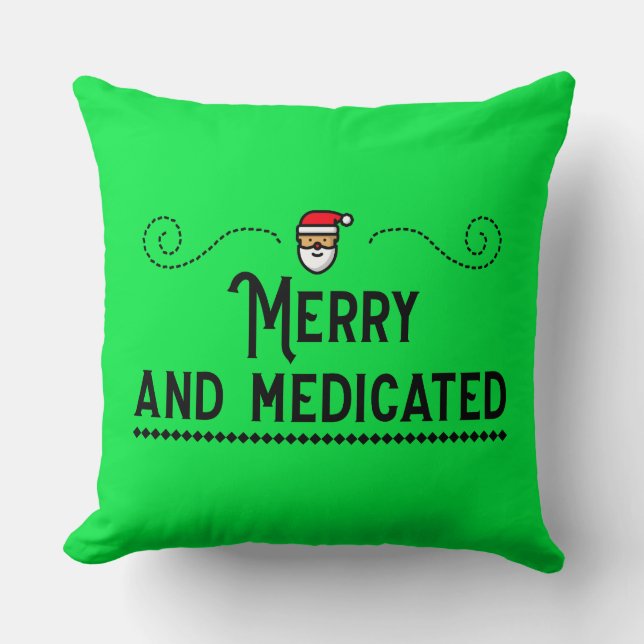 Merry & Medicated Holiday Throw Pillow Kussen (Voorkant)