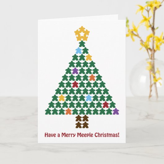 Merry Meeple Kaart met kerstbomen (Gele Bloem)