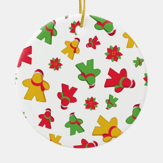 Merry Meeple kerst board Game Patroon Keramisch Ornament (Voorkant)