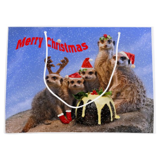 Merry Meerkats Large Gift Bag Groot Cadeauzakje (Voorkant)
