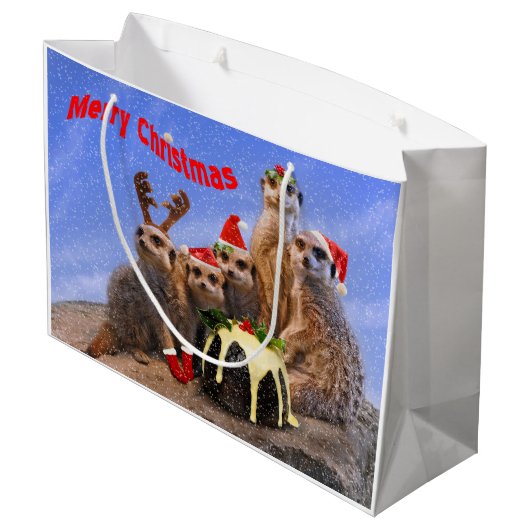 Merry Meerkats Large Gift Bag Groot Cadeauzakje (Achterkant Gekanteld)
