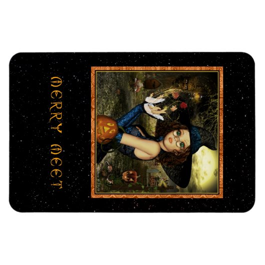 Merry Meet Cute Autumn Witch Flexi Magnet Magneet (Horizontaal)