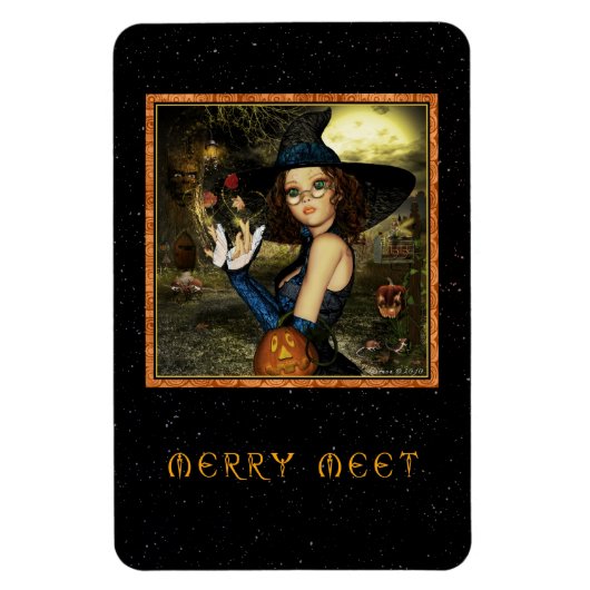 Merry Meet Cute Autumn Witch Flexi Magnet Magneet (Verticaal)