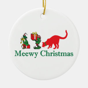 Merry Meewy-kerstkatten Keramisch Ornament
