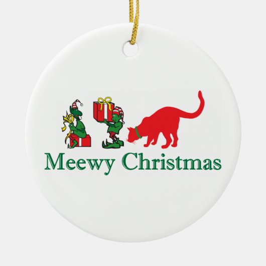 Merry Meewy-kerstkatten Keramisch Ornament (Voorkant)