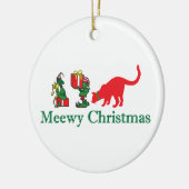 Merry Meewy-kerstkatten Keramisch Ornament (Links)