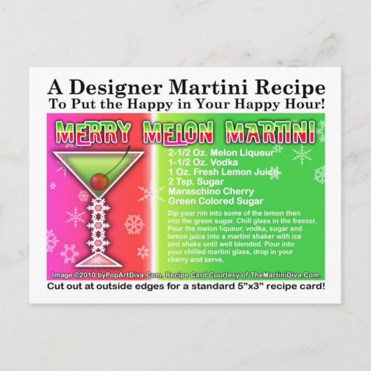 Merry Melon Christmas Martini Recept Kaart Briefka (Voorkant)