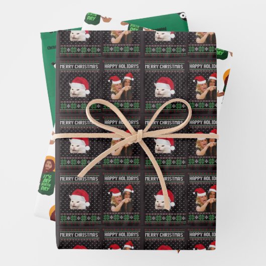 Merry Meme Wrapping Paper 3 Pack (In situ)