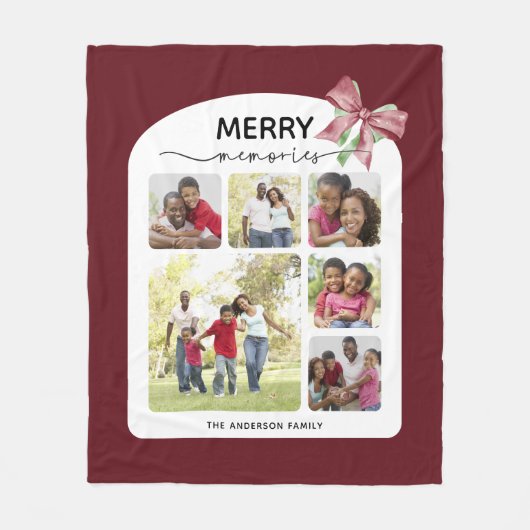 Merry Memories Fotocollage Kerstmis Fleece Deken (Voorkant)
