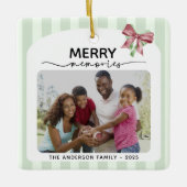 Merry Memories Photo Christmas Bow Ornament (Voorkant)
