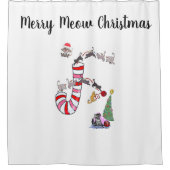Merry Meow kerstcadeau Curtain Cats Kittens Douchegordijn (Voorkant)