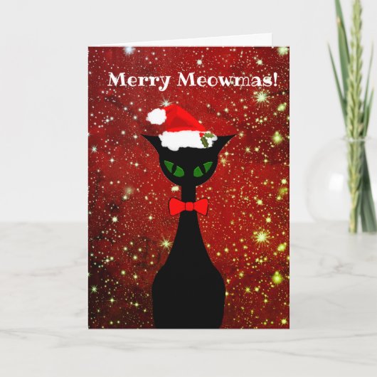 Merry Meowmas Gepersonaliseerde Kerst Feestdagen Kaart (Voorkant)