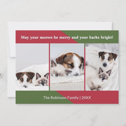 Merry Meows Grappige Hond Kat Foto Kerstmis Feestdagenkaart (Voorkant)