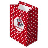 Merry Meowy kerstkat Gift-tas Medium Cadeauzakje (Voorkant Gekanteld)